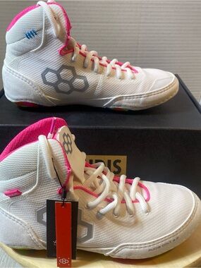 RUDIS Colt 4.0 Wrestling Shoes White Pink Multi-Color Sole Women's 7.5 New!
